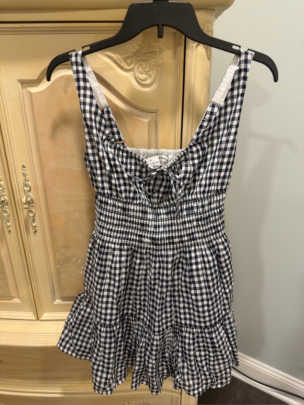Abercrombie & Fitch Black and White Gingham Smocked Sundress